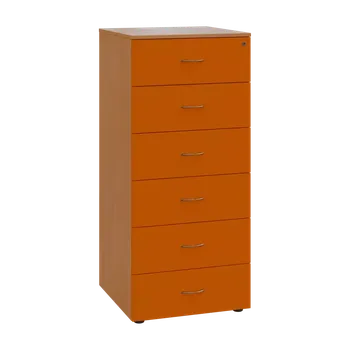 Kartotéka LKRP - A5 dřevěná kartotéka, 6-zásuvková, centrální zámek, korpus buk royal/čílka mandarinka