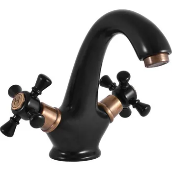 Vodovodní baterie MORAVA RETRO - Umyvadlová baterie bez výpusti, Černá matná/Stará mosaz (Bronz) MK328.0CMATSM, RAV Slezák Barva: Černá matná/Stará mosaz (Bronz), Rozměr: 3,8"