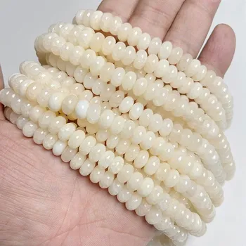 Náramek Přírodní kamenné korálky | výroba šperků - Č.42 Béžová , 5x8mm 70-75ks