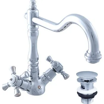 Vodovodní baterie MORAVA RETRO - Umyvadlová baterie s výpustí, Chrom MK321.0/8, RAV Slezák Barva: Chrom, Rozměr: 1/2"