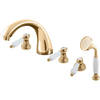 Vodovodní baterie MORAVA RETRO - Vanová baterie 4-otvorová, Zlatá lesklá MK569.0PZ, RAV Slezák Barva: ZLATÁ - lesklá, Rozměr: 1/2"