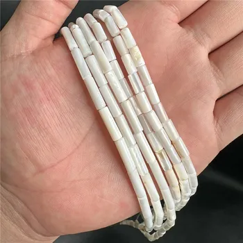 Náramek Bílé perleťové korálky na náramek a náhrdelník | výroba šperků - Č.41 4x8mm