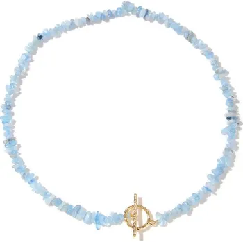 Náhrdelník Dámský choker náhrdelník z přírodních kamenů 45 cm | dámský šperk - Č.2 Akvamarín