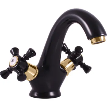 Vodovodní baterie MORAVA RETRO - Umyvadlová baterie bez výpusti, Černá matná/Zlatá MK328.0CMATZ, RAV Slezák Barva: Černá matná/Zlatá, Rozměr: 3,8"