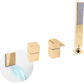 Vodovodní baterie LOIRA - Vanová baterie 4-otvorová, vodopád, Zlatá - lesklá LR563.0PZ, RAV Slezák Barva: ZLATÁ - lesklá, Rozměr: 1/2"