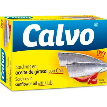 konzervovaná ryba Calvo Sardinky ve slunečnicovém oleji s chilli 120g 120g