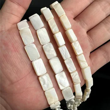 Náramek Bílé perleťové korálky na náramek a náhrdelník | výroba šperků - Č.35 8x12mm