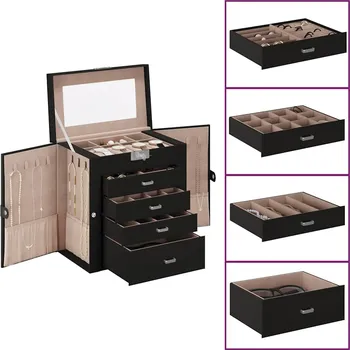 Šperk Šperkovnice 5-vrstvá se zrcadlem uzamykatelná bílá