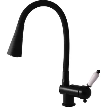 Vodovodní baterie LABE - Umyvadlová/dřezová baterie s flexibilním ramínkem bez výpusti, Černá - matná L508.0/13CMAT, RAV Slezák Barva: Černá - matná, Rozměr: 1/2"