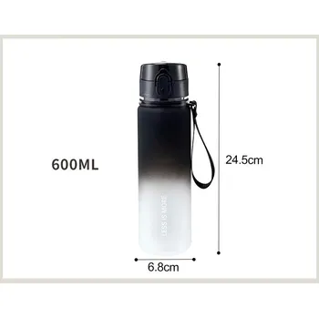 Láhev Plastová láhev na pití s velkou kapacitou | Sportovní vybavení - Černá 600ml