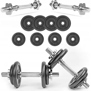 Litinové činky 2x10kg, nastavitelné, sada činek se závažím, kotouče, OSA 20kg