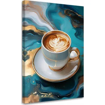 Obraz Obraz na plátně , Šálek kávy, Tyrkysový mramor, 60x90