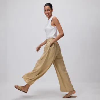 Dámské kalhoty Reserved - Volné kalhoty z viskózy - teplá olivová - YH535-19X - YH535-19X-XS