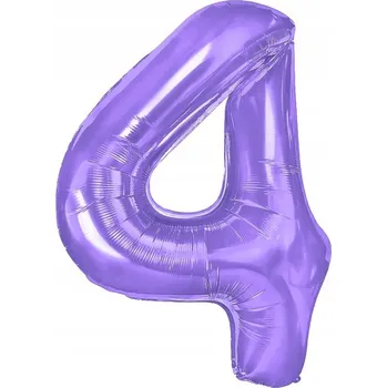 Balónek Fóliový Balón FIALOVÝ velká ČÍSLICE 4 dekorace HELIUM narozeniny čtyři 100cm