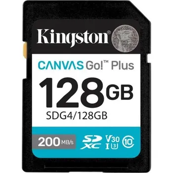 Paměťová karta Kingston SDXC karta 128GB Canvas Go! Plus, R:200/W:160MB/s, Class 10, UHS-I, U3, V30
