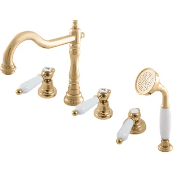 Vodovodní baterie MORAVA RETRO - Vanová baterie 5-otvorová, Zlatá lesklá MK564.0PZ, RAV Slezák Barva: ZLATÁ - lesklá, Rozměr: 3,8"