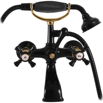 Vodovodní baterie MORAVA RETRO - Vanový set s baterií, Černá matná/Zlatá MK359.5/2CMATZ, RAV Slezák