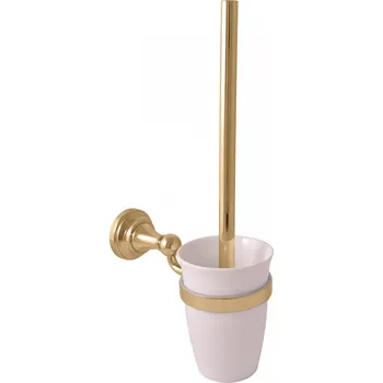 WC štětka MORAVA RETRO - Koupelnový doplněk WC štětka, miska keramická, Zlatá - lesklá MKA0500Z, RAV Slezák