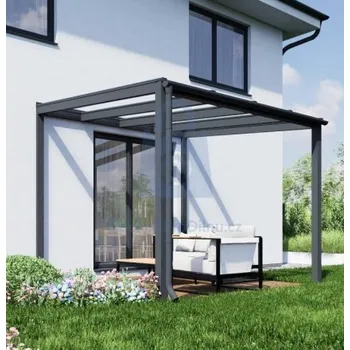 Pergola Pergola hliníková, čiré bezpečnostní sklo 8 mm, CRSklo 3000 x 3000 mm, RAL 9003, balení 1 ks