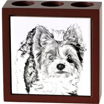 Biewer Yorkshire Terrier - stojan na tužky se psem, organizér na stůl