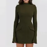 Vypasované šaty s dlouhými rukávy Barva: Zelená, Velikost: XS