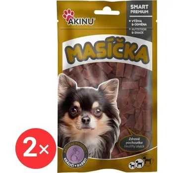 Pamlsek pro psa Akinu Králičí pásky pro psy 2 × 75 g