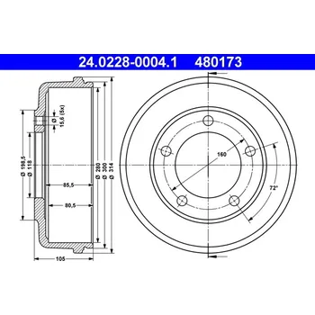 Brzdový buben Brzdový buben ATE 24.0228-0004.1