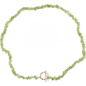 Náhrdelník Dámský choker náhrdelník z přírodních kamenů 45 cm | dámský šperk - Č.20 Olivín