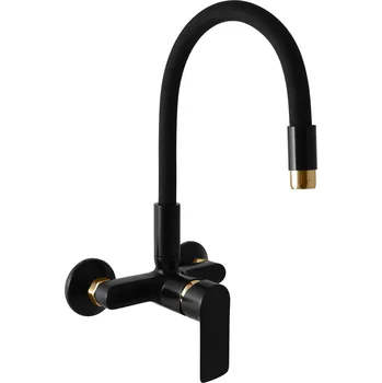 Vodovodní baterie COLORADO - Dřezová baterie s flexibilním ramínkem, Černá matná/Zlatá CO102.5/10CMATZ, RAV Slezák Barva: Černá matná/Zlatá, Rozměr: 150 mm