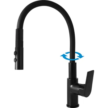 Vodovodní baterie COLORADO - Dřezová baterie s flexibilním ramínkem, Černá - matná CO119.0/12CMAT, RAV Slezák Barva: Černá - matná, Rozměr: 3,8"