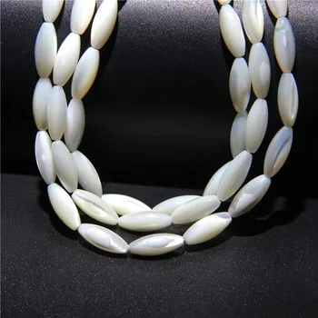 Náramek Bílé perleťové korálky na náramek a náhrdelník | výroba šperků - Č.4 6x12mm