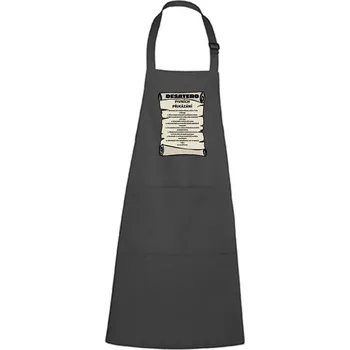 Kuchyňská zástěra Zástěra s potiskem Pivní přikázání Barva zástěry: Antracitová