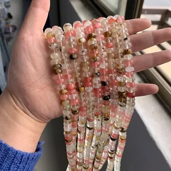 Náramek Přírodní kamenné korálky | výroba šperků - Č.7 Vodní meloun , 5x8mm 34-37ks