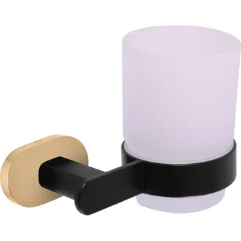 Mýdlenka YUKON - Koupelnový doplněk Držák kartáčků skleněný, Černá matná/Zlatá YUA0201CMATZ, RAV Slezák