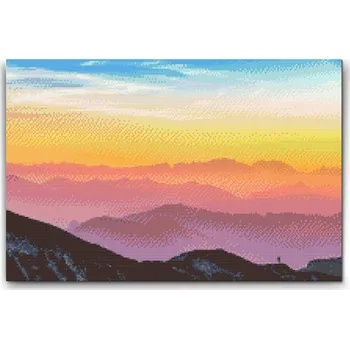 Diamantové malování Diamantové malování - Západ slunce na Rakouskými horami Velikost: 40x60cm, Rámování: Pouze srolované plátno, Diamanty: Kulaté