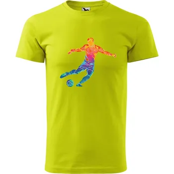 Pánské oblečení Pánské tričko s potiskem Fotbalista a míč Velikost: S, Barva trička: Limetková