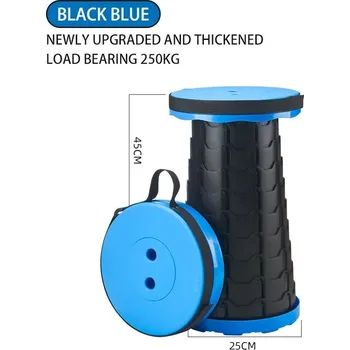 kempingová židle Skládací teleskopická stolička lehká plastová | Kempingová židle - Modrý