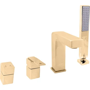 Vodovodní baterie LOIRA - Vanová baterie 4-otvorová, vodopád, Zlatá - lesklá LR565.0PZ, RAV Slezák Barva: ZLATÁ - lesklá, Rozměr: 3,8"