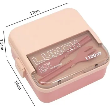 Svačinový box Dětský svačinový box s přihrádkami 1100ML/1800ML | Krabička na oběd - Růžová jednovrstvá