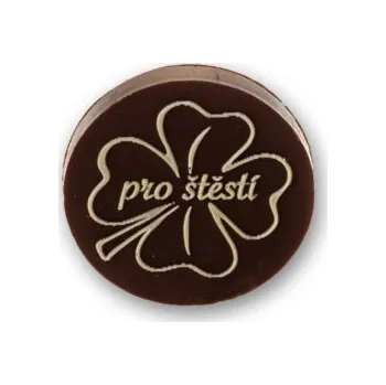 Čokoláda Čokoládovna Troubelice Čokoládové kolečko čtyřlístek, 5g Varianta: hořká 75%