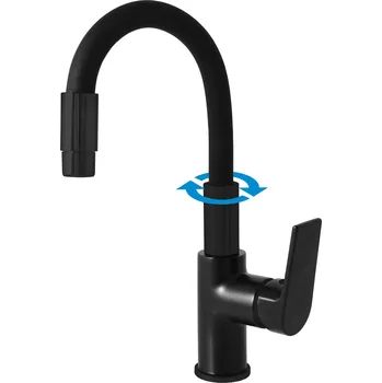 Vodovodní baterie COLORADO - Umyvadlová baterie s flexibilním ramínkem bez výpusti, Černá - matná CO119.0/15CMAT, RAV Slezák Barva: Černá - matná, Rozměr: 1/2"