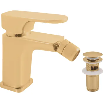 Vodovodní baterie YUKON - Bidetová baterie s výpustí, Zlatá - kartáčovaná YU145.0KZK, RAV Slezák Barva: ZLATÁ - kartáčovaná, Rozměr: 1/2"