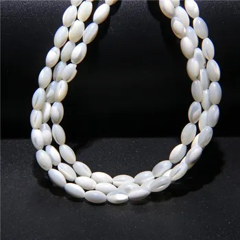 Náramek Bílé perleťové korálky na náramek a náhrdelník | výroba šperků - Č.2 4x7mm