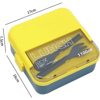 Svačinový box Dětský svačinový box s přihrádkami 1100ML/1800ML | Krabička na oběd - Modrá Jedna vrstva