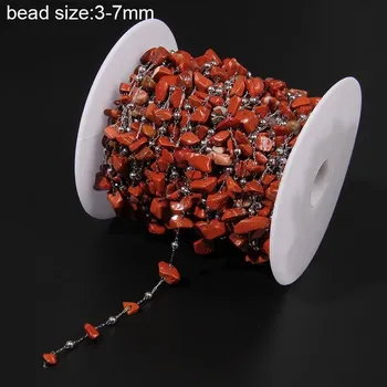 Souprava šperků Ocelový řetízek s minerálními korálky | výroba šperků - Č.26 Červený kámen , 50CM