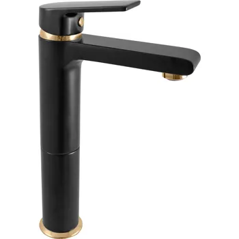 Vodovodní baterie COLORADO - Umyvadlová vysoká baterie bez výpusti, Černá matná/Zlatá CO130.0CMATZ, RAV Slezák Barva: Černá matná/Zlatá, Rozměr: 1/2"