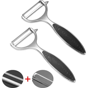 Kuchyňská škrabka Nerezová multifunkční škrabka na zeleninu a ovoce | kuchyňské vybavení - Y-Y-ploché-zoubkované