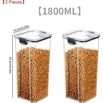 Dóza na potraviny Kuchyňská dóza na potraviny vzduchotěsná | Úložný box, Zásobník na kávu - 1800ml 2ks