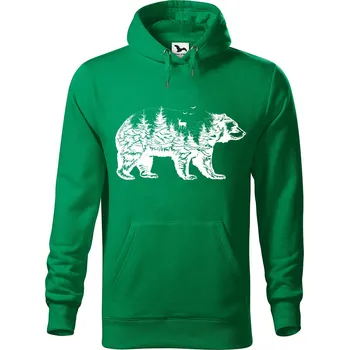 Pánská mikina Pánská mikina s potiskem Příroda - medvěd Velikost (muž): M, Vyberte barvu: Středně zelená