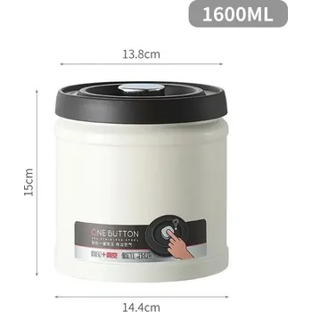 Dóza na potraviny Vakuová dóza na kávu z nerezové oceli | vzduchotěsná nádoba - Bílá - 1600 ml